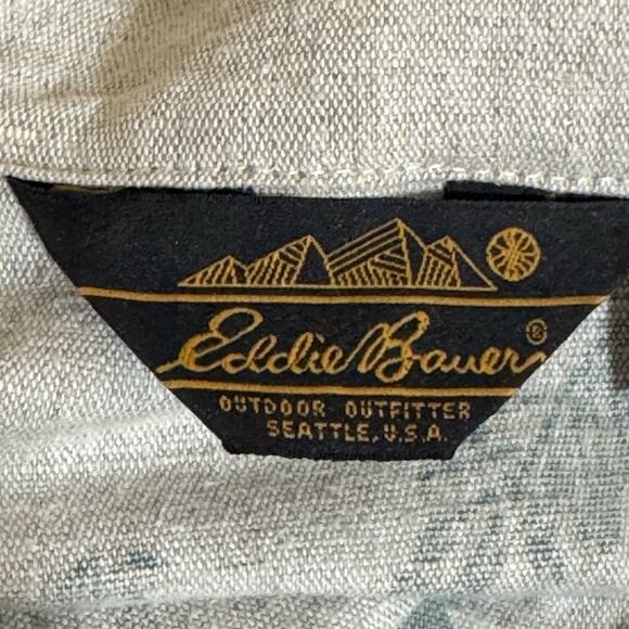 VINTAGE Eddie Bauer Floral Pattern Chore Shirt Jacket Womens Linen Work Coat Lrg - Picture 6 of 8